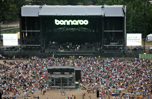 Hundreds of people crowd "What Stage" at the Bonnaroo Music & Arts Festival. The festival is held every June in Manchester, Tenn.