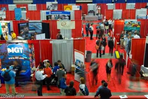 Students and employers mingle on the first floor of Johnson Athletic Center during Thursday’s Career Fair.