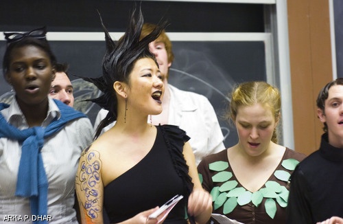 Karena K. Tyan ’08 sings during the Chorallaries annual Bad Taste concert, held this past Saturday evening in 26-100. See page 10 for more photographs.