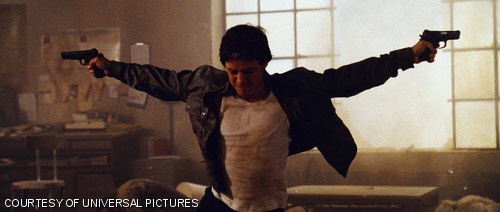 Wesley (played by James McAvoy) hunts down his would-be killers in Wanted.