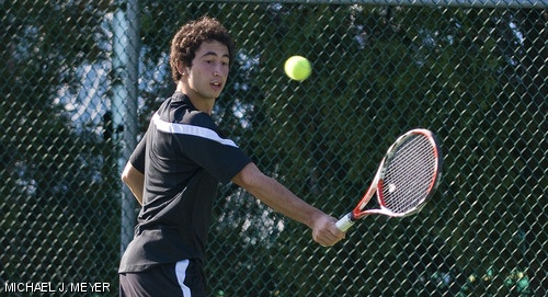 Robert A. Habib ’11 hits a backhand to help the Engineers’ in their decisive 9-0 win over the University of Massachusetts Boston on Wednesday evening at the duPont Tennis Courts.