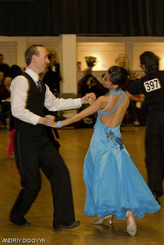 YaaLirng Tu G and Jeff McCollum dance to the gold in the American Smooth as part of the MIT Ballroom Dance Team on Nov. 9 at the Brown Ballroom Dance Competition.