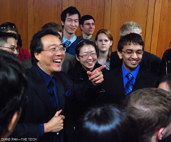 World-renowned cellist Yo-Yo Ma discusses the topic of imagination with a group of Burchard Scholars after last Sunday afternoon’s performance of the Silk Wind Ensemble held at Symphony Hall in Boston.