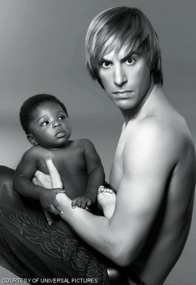 Bruno (Sacha Baron Cohen) strikes a hot pose with last season’s must-have accessory for A-listers.