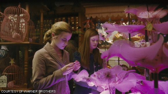 Hermione (Emma Watson) and Ginny (Bonnie Wright) shop for love potions. What’s more fun than mixing magic and hormones?