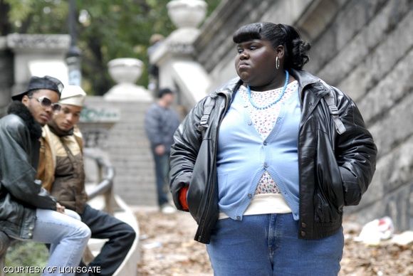 Precious, played by Gabourey Sidibe, holds her own on the streets of Harlem.
