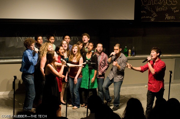 Melissa K. Ireland G and Patrick H. Yamane ’11 sing a duet at the Resonance Fall Concert on Friday, November 20 in 10-250.