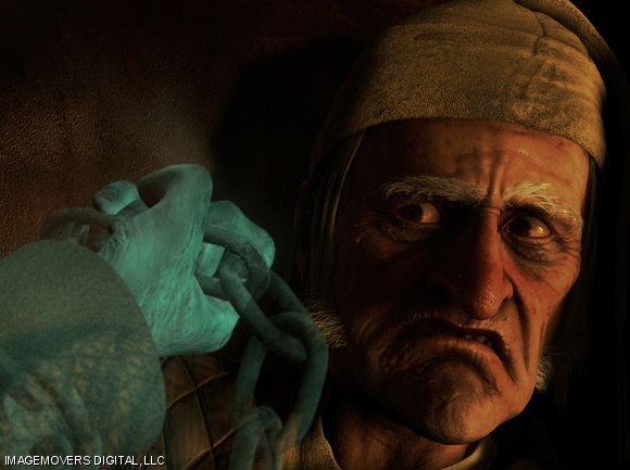 Jim Carrey voices Ebeneezer Scrooge in Walt Disney’s 3D update of A Christmas Carol.