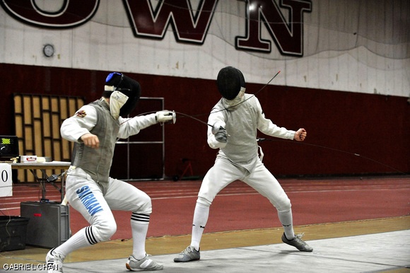 Benjamin N. Nield ’12 counterattacks against his opponent in the foil competition. Nield finished 11-1 en route to helping the MIT foil squad place first. Nield himself finished in second place individually.