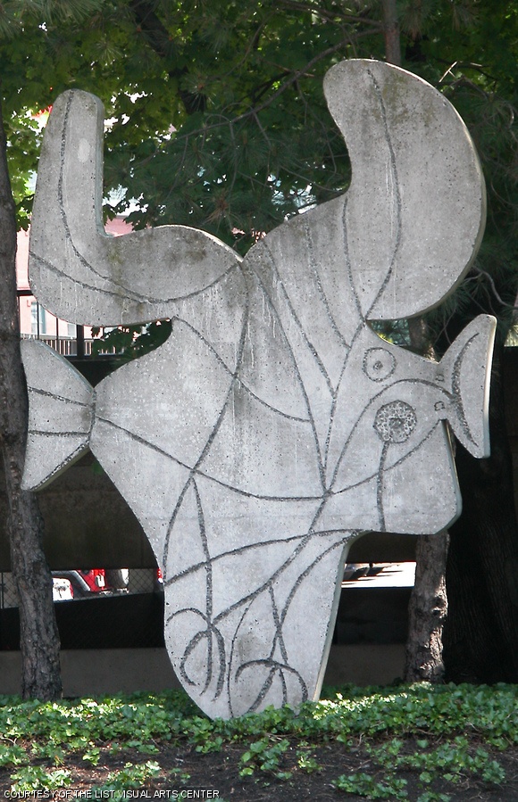 Pablo Picasso (Spain, 1881 – 1973, France), Figure découpée. Cast concrete. Temporarily removed during Sloan School expansion project. Famous cubist.