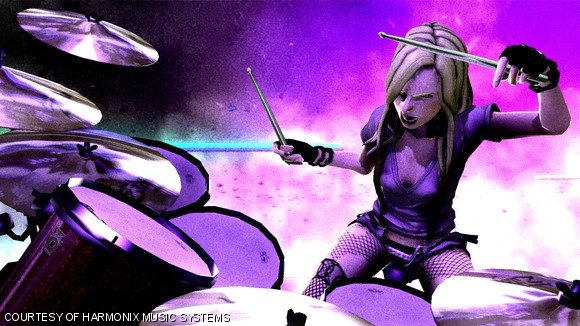 Rock Band 3, which will be released on October 26 in North America, features a new keytar and a more realistic guitar for the game’s “Pro Mode.”