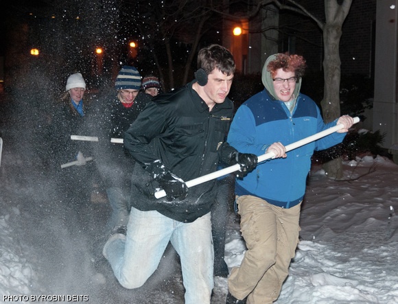 Team Krotus competes in the annual East Campus Freshmen Dogsled Race.