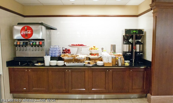 One of a few desert and beverage bars in the Howard Dining Hall in Maseeh Hall. The dining hall includes a number of food stations featuring different cuisines, plus a comfort food station and a grill.