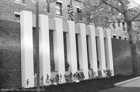 Shortly after 9/11, MIT dedicated the “Reflecting Wall,” representing a piece of the WTC exterior. Community members left flowers and prayers, as seen in this Sept. 18, 2001 file photo.