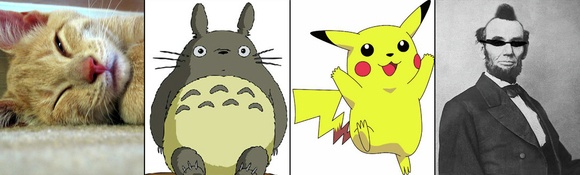 Several “joke” candidates nominally won UA senate elections, but will not actually serve. From left to right, Leopold the Cat, Totoro, Pikachu, and Naked Abe Lincoln (pictured here clothed) — who won two elections.