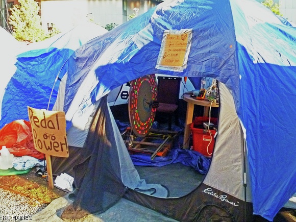 MIT students who decided that there wasn’t enough power at the Occupy Boston protests sent over two bike-powered generators in case of an emergency.