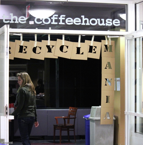 The UA Committee on Sustainability publicized RecycleMania at Tuesday’s UA midnight study break. They handed out cardboard recycling bins for students to use in their rooms.