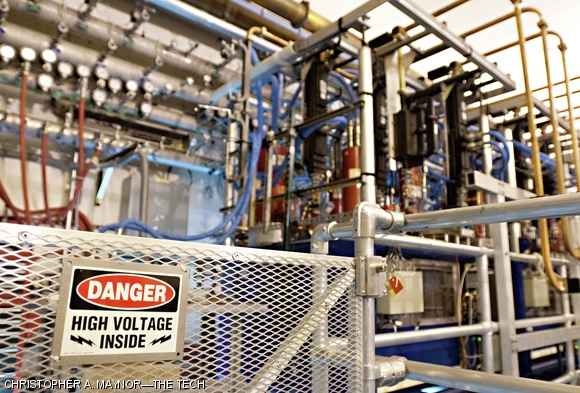 The tokamak’s lower current hybrid drive, which supplements the main current with over a megawatt of microwave power, sits behind a safety fence.