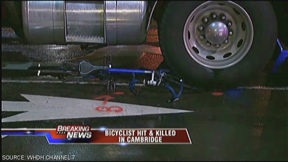 Kyaw’s bike crushed beneath the tanker truck.