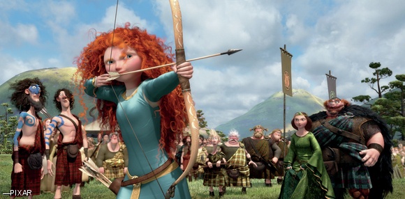 Princess Merida demonstrates her superior archery skills.