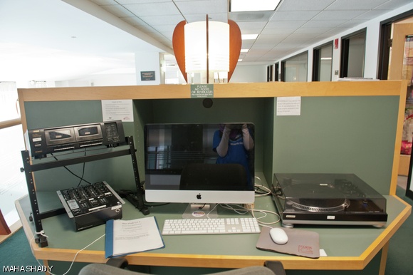 The second floor of Lewis Music Library features a number of recording/arranging stations as well as group study rooms. The first floor houses study tables and MIT’s extensive collection of scores.