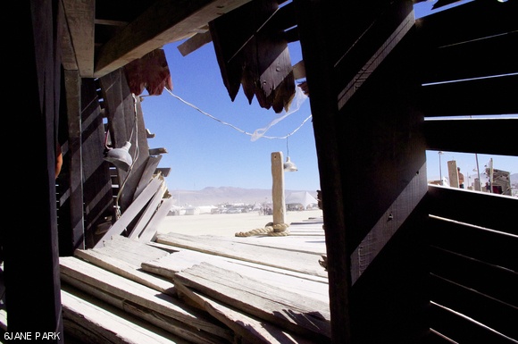 A view out onto the desert from the inside of the Pier.