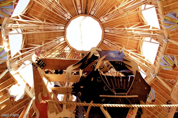 Inside the wooden structure of the Man.