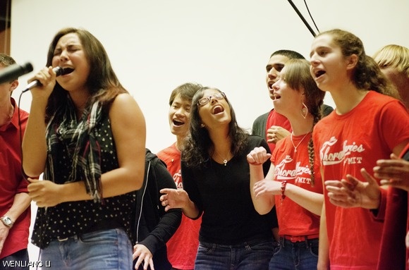 The MIT Lecture Series Committee presented Pitch Perfect, with performances by The Chorallaries (pictured here), The Muses, and Syncopasian in Room 26-100 on Wednesday, Sept. 26.