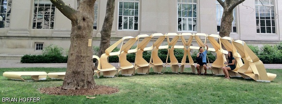 The Kerf Pavilion creates spaces to sit and enjoy quieter moments on campus.