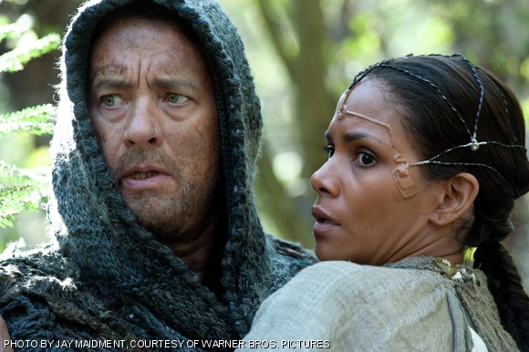 Tom Hanks and Halle Berry play Zachry and Meronym in Cloud Atlas’s post-apocalyptic storyline.