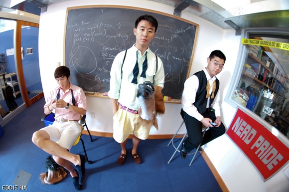 (Right to left) Youngsoo Jang ’15, Ingwon Chae ’14, and Richard C. Yoon ’13 take a break during filming.