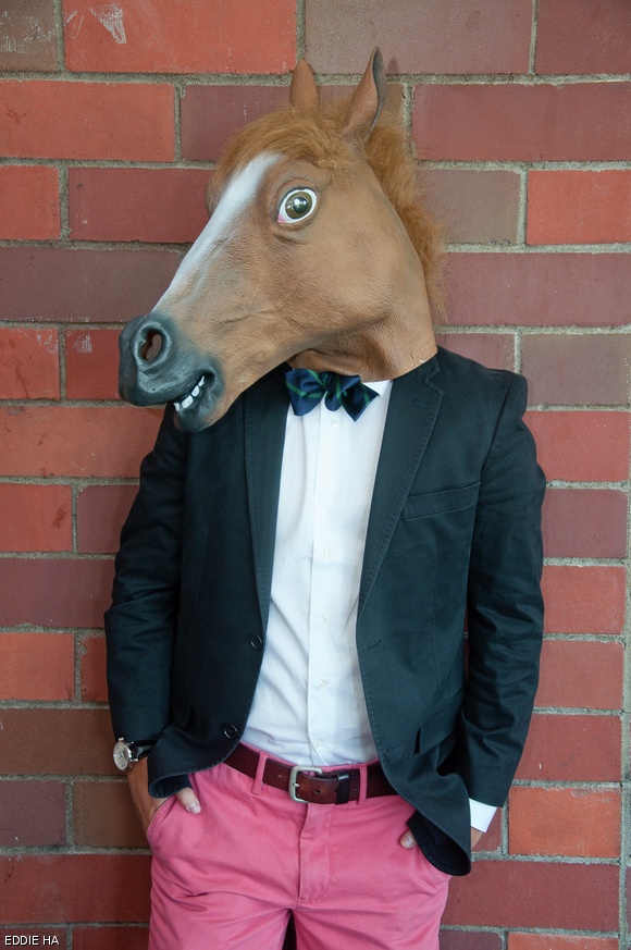 Ingwon Chae ’14 poses with his horse head mask.
