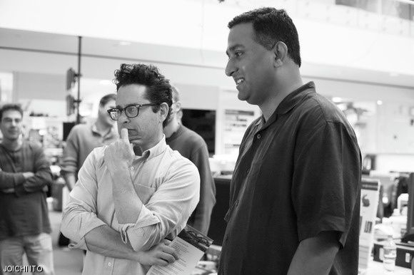 J.J. Abrams (left) visits the MIT Media Lab.