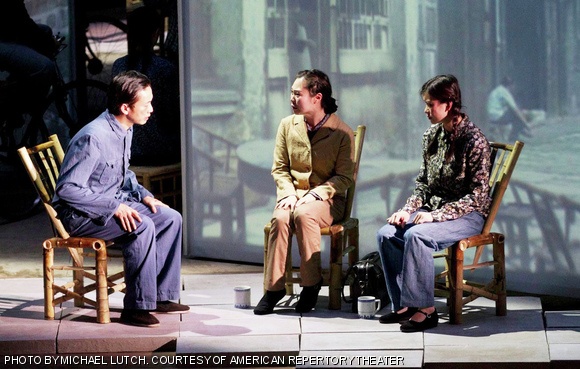 Orion Lee, Ka-Ling Cheung, and Katie Leung in Wild Swans.