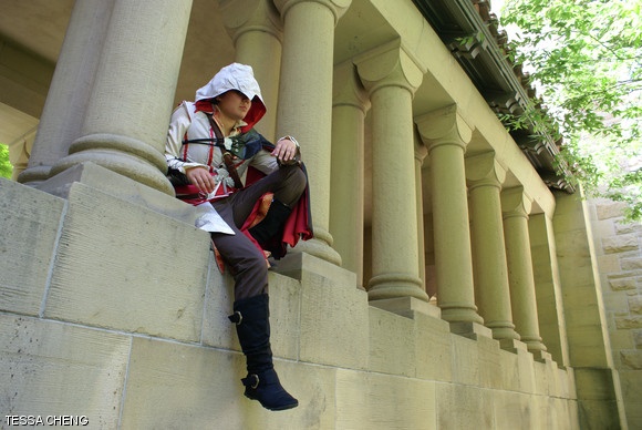 Alyssa Waln ’16 as Ezio from the Assassin’s Creed video game series. This picture was taken at Stanford University.