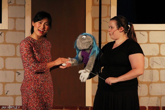 Christmas Eve (Thao Nguyen), and Kate Monster (Caroline B. Aronoff ’15) in Avenue Q.