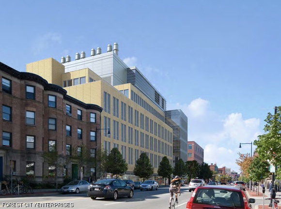 A rendering of the new Millennium Pharmaceuticals building set for construction this fall on the 300 block of Mass. Ave.