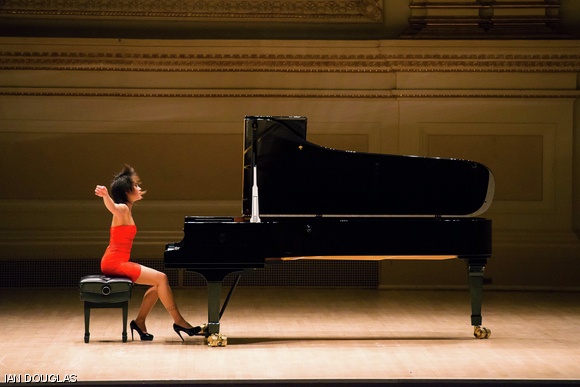 Pianist Yuja Wang performed her Boston recital debut at NEC’s Jordan Hall on Oct. 18.