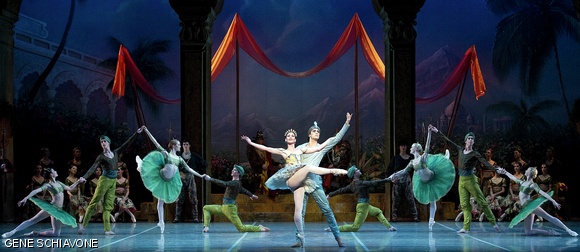 Kathleen Breen Combes and Lasha Khozashvili in Boston Ballet’s La Bayadère.