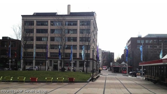 The Kendall T stop, as viewed from the Marriott Hotel.