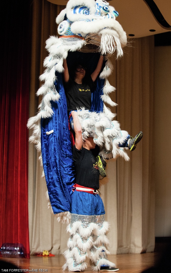 Members of MIT Lion Dance Group entertain the audience with a dance sequence that incorporates elements from many regions of China as well as modern choreography.