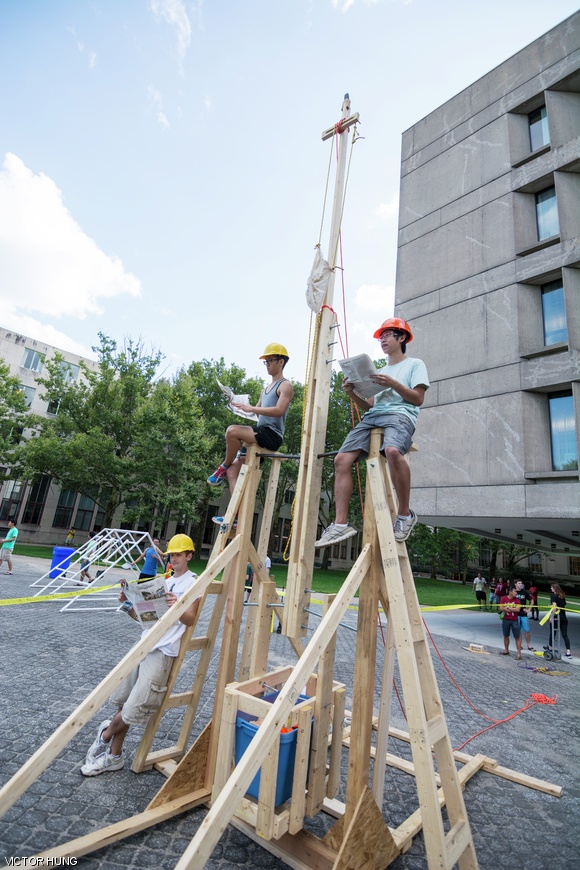 Residents of Next House created an 18’ trebuchet, a type of catapult, to compete in this year’s Water Wars, a REX event on Tuesday.