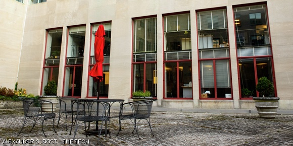 The Hayden Memorial Library courtyard.