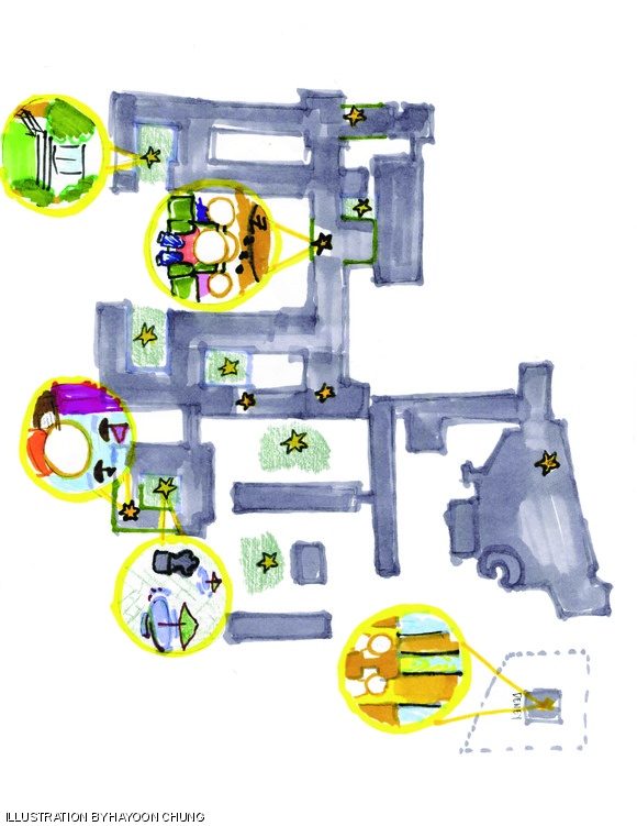 Map of quiet spots on campus.