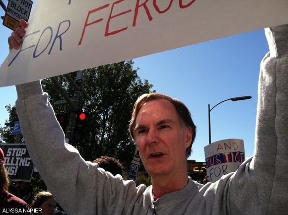 Institute Community and Equity Officer and physics professor Edmund Bertschinger was part of the Newbury Street Shutdown march on Oct. 25.