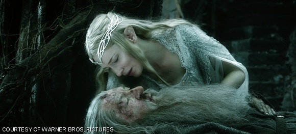 Galadriel (Cate Blanchett) and Gandalf the Grey (Ian McKellen) in The Hobbit: The Battle of the Five Armies.