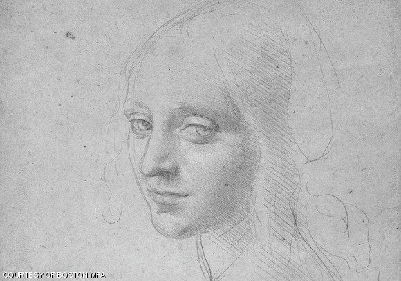 Leonardo da Vinci drew this study for the angel in the “Virgin of the Rocks” around 1483–85.