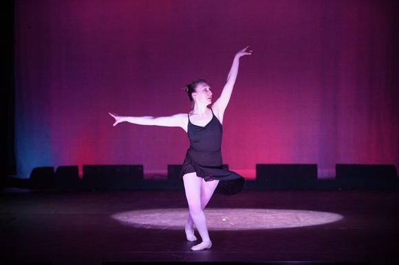 Courtney J. Diamond ’17 dances in “Thunderstruck.”