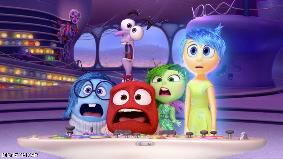 Pixar illustrates the emotions Sadness, Fear, Anger, Disgust, and Joy in Inside Out