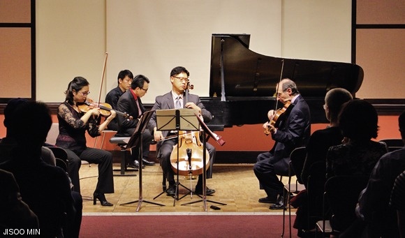 The Revere Piano Quartet performed at Killian Hall Oct. 11 with Jin-Kyung Joen on the violin, Ronald Gorevic on the violin and viola, MIT Emerson Instructor Eugene Kim on the cello, and Tae Kim at the piano.